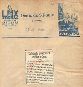 Recorte do jornal "Diário São Paulo" sobre a recepção da Embaixada Universitária Paulista em Leop...