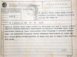 Telegrama enviado pelo Sr. Câmara Filho, ao Dr. Cunha Bueno, comunicando que o presidente da repú...