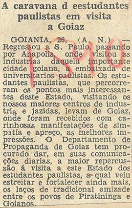 Recorte do "Jornal do Brasil", sobre o Regresso da Embaixada Universitária Paulista à São Paulo p...