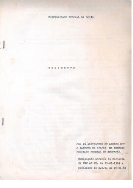 Regimento Geral da UFG de 1983 