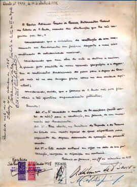 Decreto n.9491 em que Adhemar Pereira de Barros, Interventor Federal no Estado de São Paulo, conc...