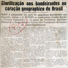 Recorte de jornal "O Diario", relata a adesão da prefeitura de Santos e do Instituto Histórico e ...