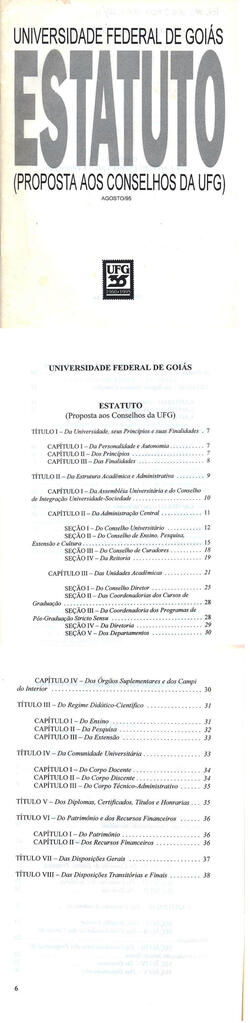 Estatuto (proposta) da UFG de 1995