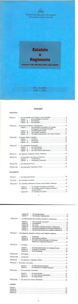 Estatuto e Regimento da UFG de 1996 