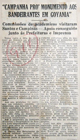 Recorte de jornal "O Diario", relata  o pedido de contribuições financeiras por meio de depósito ...