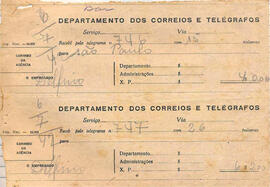 Recibo dos Correios e Telegráfos, referente ao envio do telegrama n. 747. São Paulo, 6 jul. 1942.