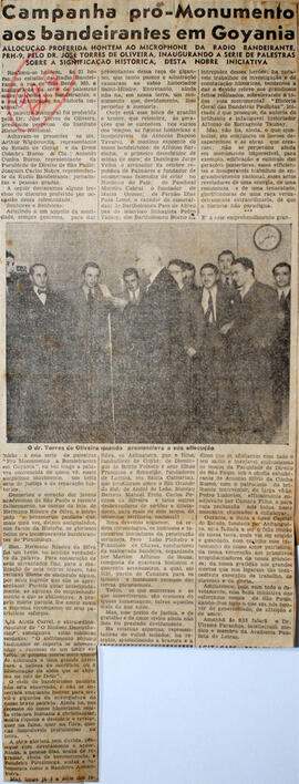 Recorte de jornal "Acção", informa sobre a inauguração da série de palestras na Rádio Bandeirante...