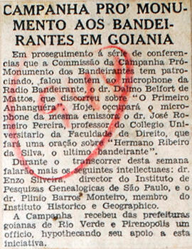 Recorte de jornal "A Gazeta", faz um panorama dos próximos discursos a serem transmitidos na Rádi...