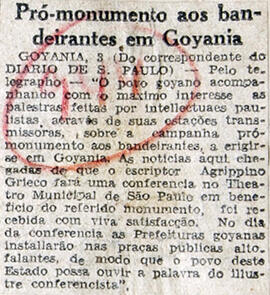 Recorte de jornal "Diario de S. Paulo" diz da recepção dos goianos à série de palestras na Rádio ...