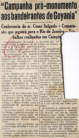 Recorte de jornal "Diario da Noite", informa sobre a conferência do Sr. Cesar Salgado, realizada ...