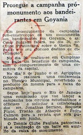Recorte de jornal "Diario de S. Paulo", divulga as conferências dos Srs. Cesar Salgado e Agrippin...