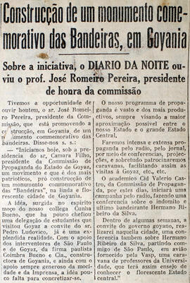 Recorte de jornal "Diario da Noite", descreve a fala do Sr. José Romeiro Pereira, presidente da C...