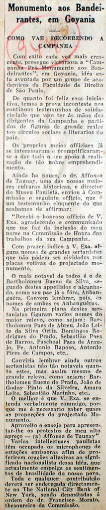 Recorte de jornal "Diario Popular" informa algumas impressões da sociedade sobre construção do mo...