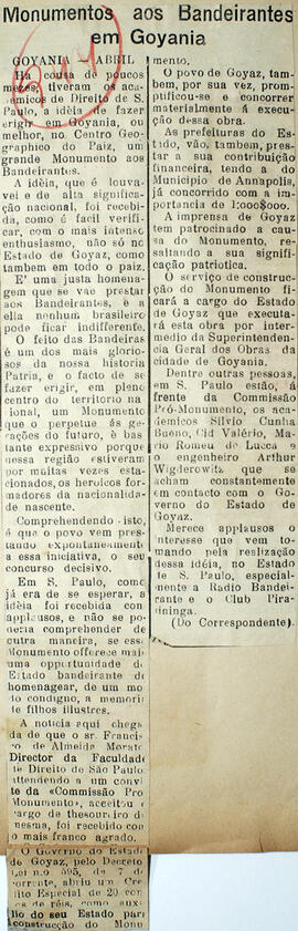 Recorte de jornal "Diario Paulista", traz um panorama do que foi feito até o momento na Campanha ...