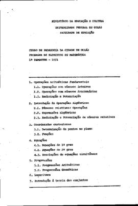 1. Elementos de Matemática (Curso de Pedagogia da Cidade de Goiás - Pedagogia)
