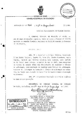Resolução n. 566 de 17 de dez. de 1996 : Autorizar o Colégio Vitória, Jardim Guanabara, nesta Cap...