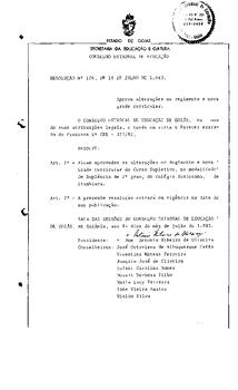 Resolução n. 126 de 14 de jul. de 1983 : Aprova alteração no regimento e nova grade curricular do...