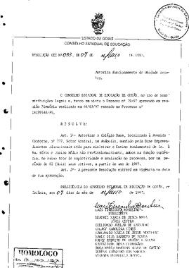 Resolução n. 33 de 07 de mar. de 1997 : Autorizar ao Colégio Base, em Anápolis, para ministrar o ...