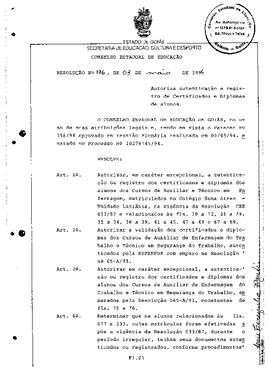 Resolução n. 176 de 03 de maio de 1994 : Autoriza a Supenfor a autenticação e registro de Certifi...