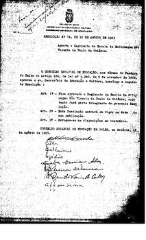 Resolução n. 74 de 16 de ago. de 1965 : Aprova o Regimento da Escola de Enfermagem São Vicente de...