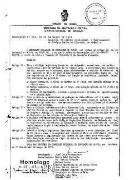Resolução n. 26 de 01 de mar. de 1979 : Autoriza, em caráter condicional, o funcionamento do Colé...