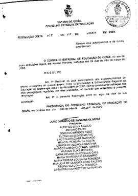 Resolução n. 57 de 3 de maio de 2005 : Renovar os atos autorizatórios dos estabelecimentos de ens...