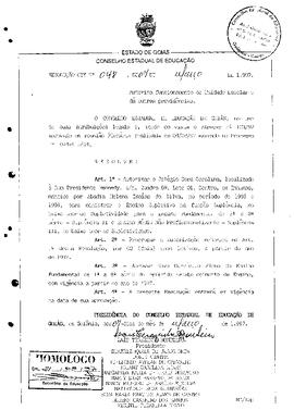 Resolução n. 48 de 07 de mar. de 1997 : Autorizar o Colégio Cora Coralina, em Inhumas para minist...
