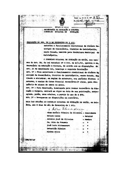 Resolução n. 986 de 09 de fev de 1973 : Autoriza o funcionamento condicional do Ginásio Municipal...