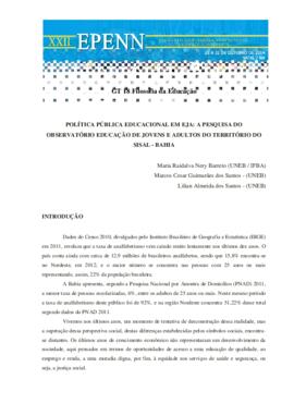 Política pública educacional em EJA: a pesquisa do observatório educação de jovens e adultos do t...
