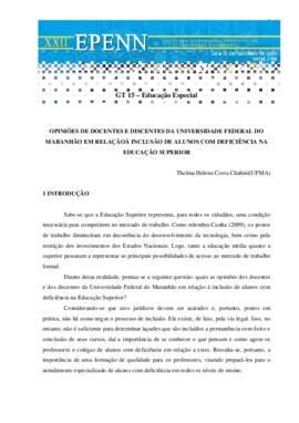 Opiniões de docentes e discentes da universidade federal do Maranhão em relação à inclusão de alu...