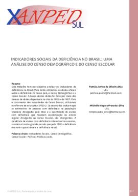 Indicadores sociais da deficiência no Brasil: uma análise do censo demográfico e do censo escolar.