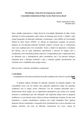 Metodologias e itinerários do mapeamento social da Comunidade Quilombola de Mata Cavalo, Mato Gro...