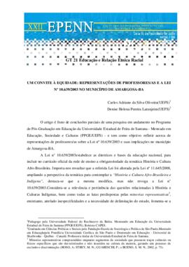 Um convite à equidade representações de professores/as e a Lei nº 10.639/2003 no município de Ama...