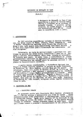 Movimento de Educação de Base [Artigo MEB 1961-1965, Vera Jaccoud].
