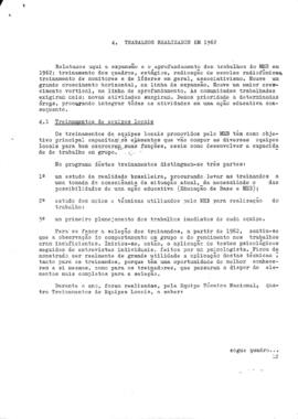 Relatório anual. Movimento de Educação de Base / Conferência Nacional dos Bispos do Brasil - 1962