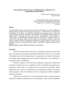 Escolarização do aluno com deficiência intelectual: trajetórias e percursos.