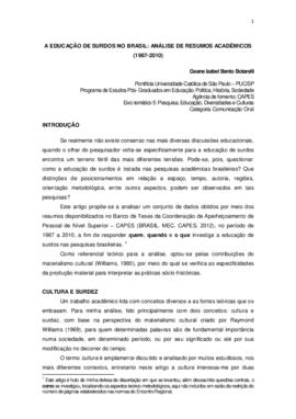 A educação de surdos no brasil: análise de resumos acadêmicos (1987-2010).