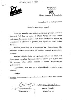 carta de Agradecimento á participação da ONG em audiencia e recordes de jornais sobre lutas homos...
