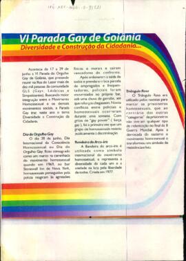 Informativo referente à VI parada gay de Goiânia
